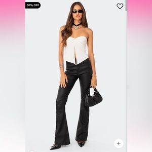 Petite Luna Faux Leather Flare Jeans